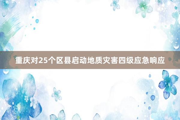 重庆对25个区县启动地质灾害四级应急响应