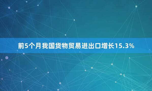 前5个月我国货物贸易进出口增长15.3%