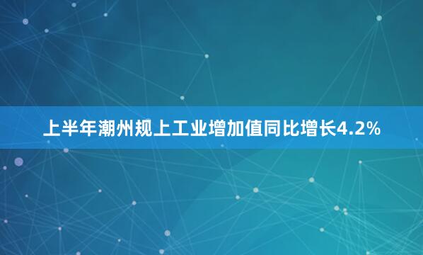 上半年潮州规上工业增加值同比增长4.2%