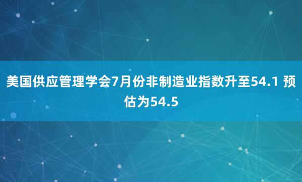 美国供应管理学会7月份非制造业指数升至54.1 预估为54.5