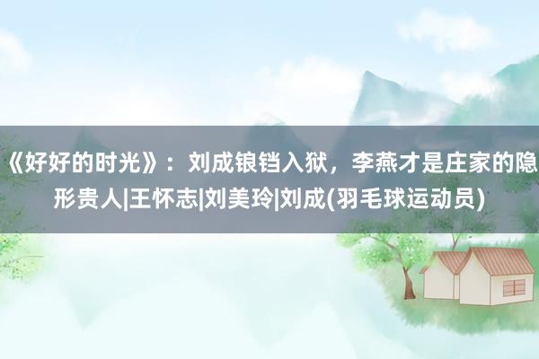 《好好的时光》：刘成锒铛入狱，李燕才是庄家的隐形贵人|王怀志|刘美玲|刘成(羽毛球运动员)