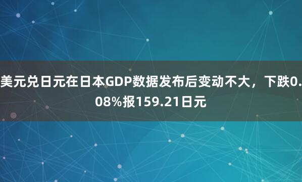 美元兑日元在日本GDP数据发布后变动不大，下跌0.08%报159.21日元
