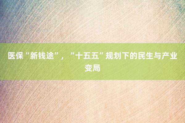 医保“新钱途”，“十五五”规划下的民生与产业变局