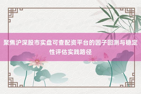 聚焦沪深股市实盘可查配资平台的因子回测与稳定性评估实践路径