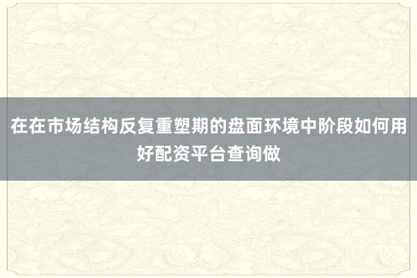 在在市场结构反复重塑期的盘面环境中阶段如何用好配资平台查询做