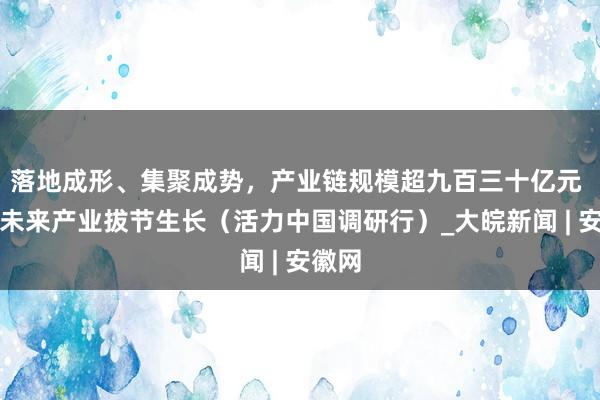 落地成形、集聚成势，产业链规模超九百三十亿元 安徽未来产业拔节生长（活力中国调研行）_大皖新闻 | 安徽网