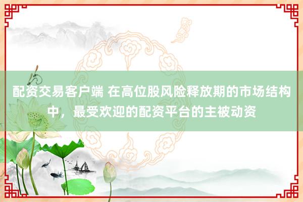 配资交易客户端 在高位股风险释放期的市场结构中，最受欢迎的配资平台的主被动资
