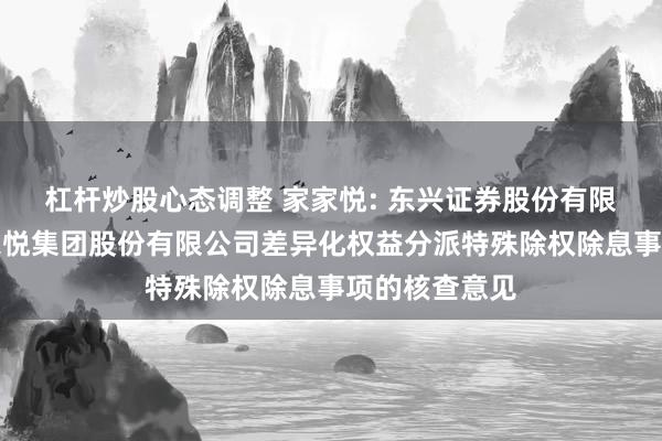 杠杆炒股心态调整 家家悦: 东兴证券股份有限公司关于家家悦集团股份有限公司差异化权益分派特殊除权除息事项的核查意见